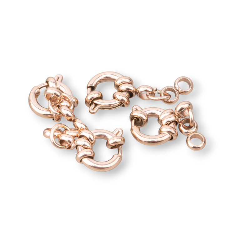 Steel Spring Ring Clasps 10mm 7pcs Rose Gold