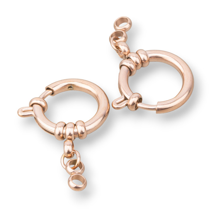 Steel Spring Ring Clasps 16mm 5pcs Rose Gold