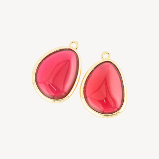 Pendentif Oeil de Chat en Bronze Composant Mangue 18x25mm Avec 1 Anneau 8pcs Rouge Foncé