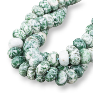 Spotted Green Jasper Smooth Roundels 12x8mm