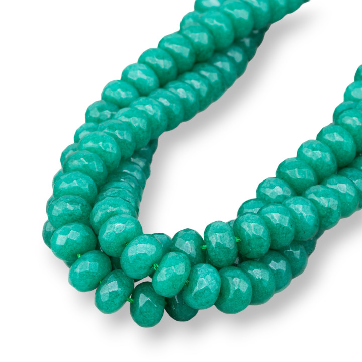 Green Jade Rondelle Faceted 10x6mm