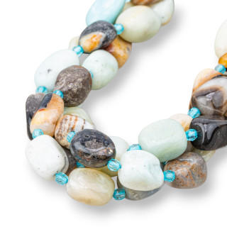 Amazonite Multicolore Pierre Roulée 8-13x13-18mm