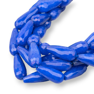 Jade Bleu Gouttes Briolette Facette 08x20mm