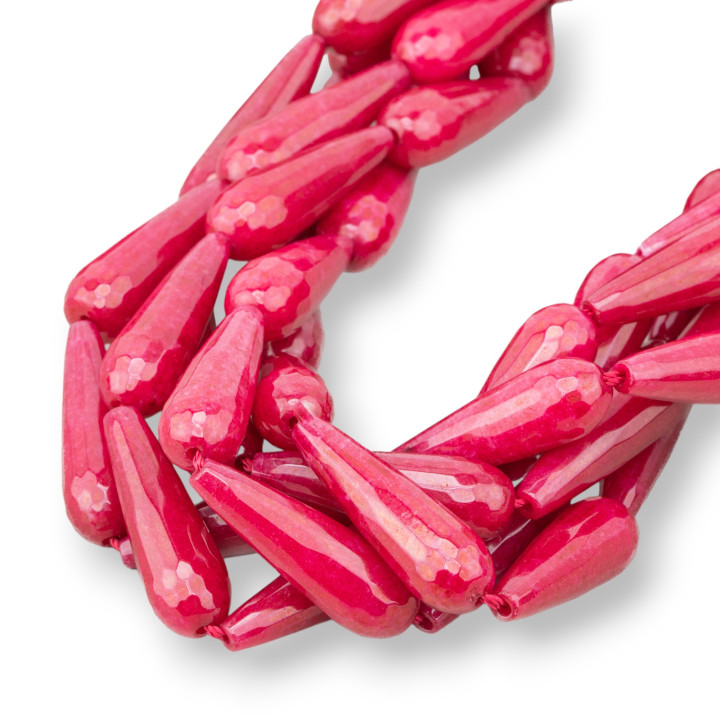 Rubellite Jade Briolette Facetado Gotas 8x30mm