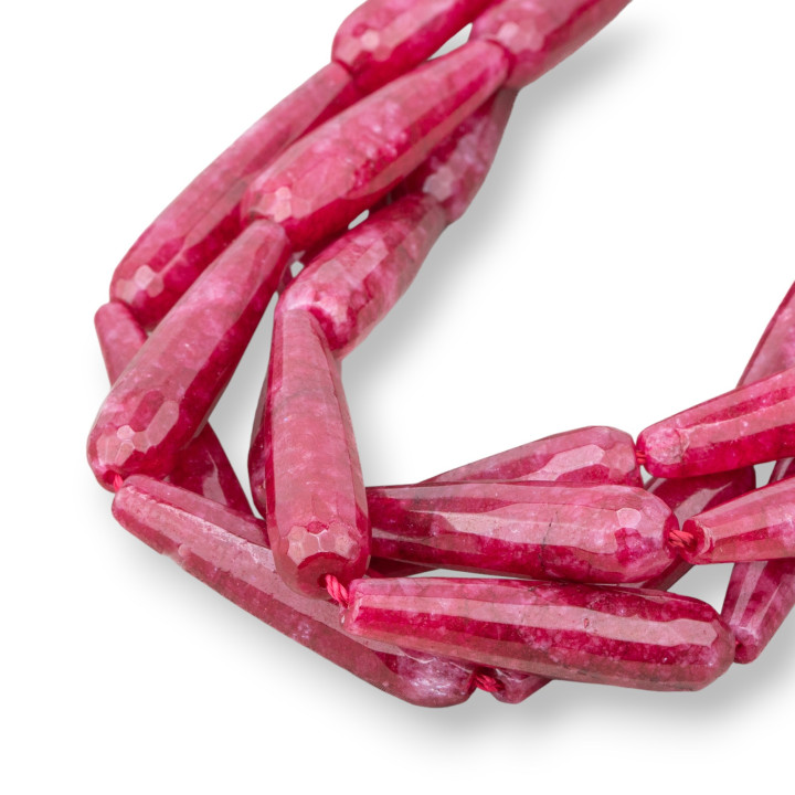 Rubellite Jade Briolette Facetado Gotas 8x30mm Transparente