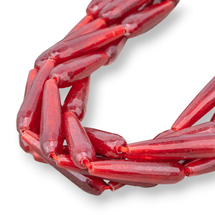 Rubellite Jade Briolette Facetado Gotas 8x30mm Transparente