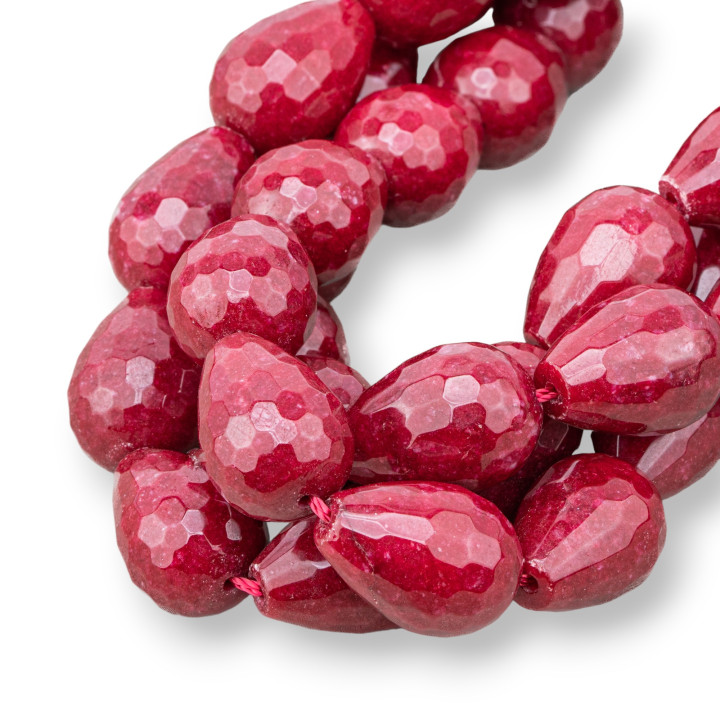 Rubellite Jade Briolette Facetado Gotas 13x18mm