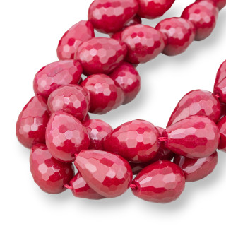 Gouttes Briolette Facettes Jade Rubellite 15x20mm