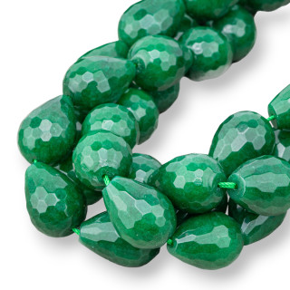 Gouttes de Jade Émeraude Briolette Facette 15x20mm