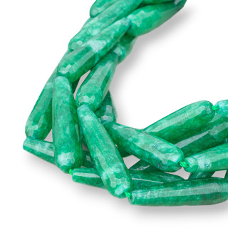 Gotas de jade esmeralda Briolette facetado 8x30 mm Gradiente de luz