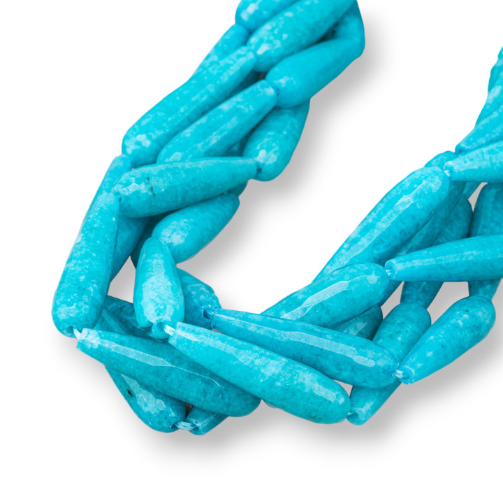 Jade Turquoise Gouttes Briolette Facette 7x30mm