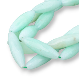 Jade Turquoise Riz Facette 12x40mm