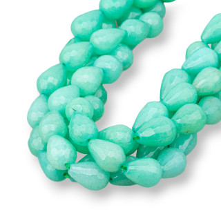 Gouttes Briolette Facettes Jade Vert Chrysoprase 10x15mm