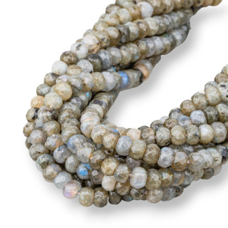 Green Labradorite Faceted Rondelle 6x4mm