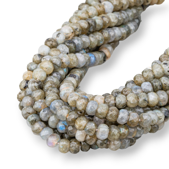 Green Labradorite Faceted Rondelle 6x4mm