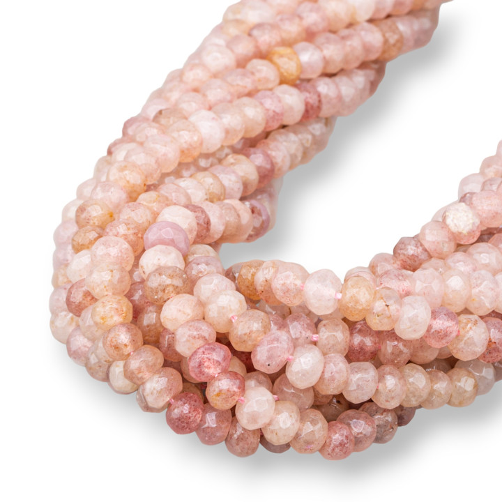 Quarzo Fragola Rondelle Sfaccettate 6x4mm Chiaro