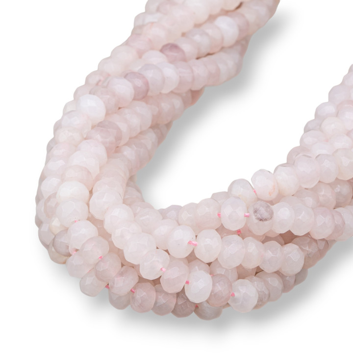 Quartz Rose Brut Rondelle Facette 6x4mm Clair