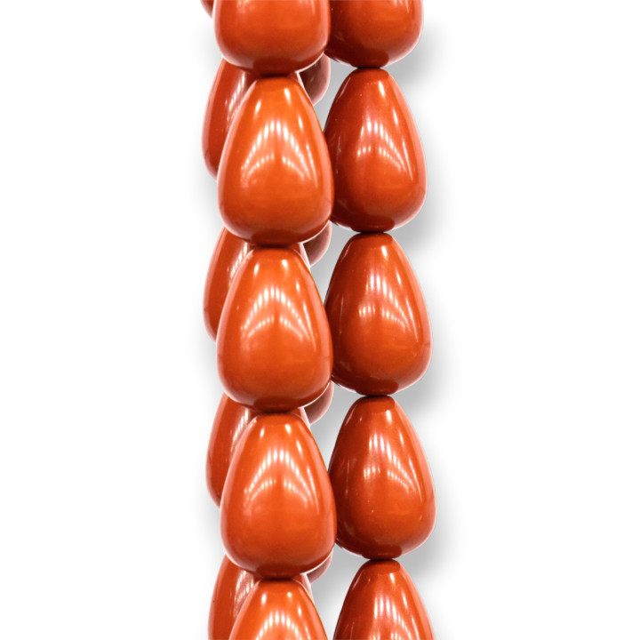 Pasta di Corallo Rosso Sardegna Gocce Lisce Briolette 8x12mm