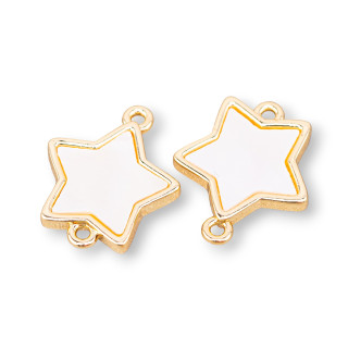 Componente Connettore Di Bronzo Con Madreperla Stella 15mm 10pz Con 2 Anellini