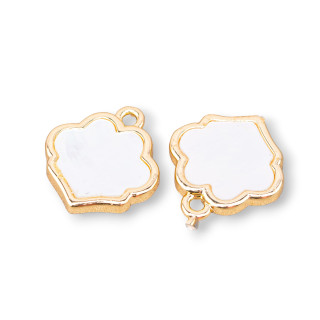 Pendentif Bronze Composant Avec Nacre Fleur Fantôme Sourire 13x12mm 10pcs Avec 1 Anneau