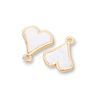 Componente Pendente Di Bronzo Con Madreperla Foglia 11,5x11mm 10pz Con 1 Anellino