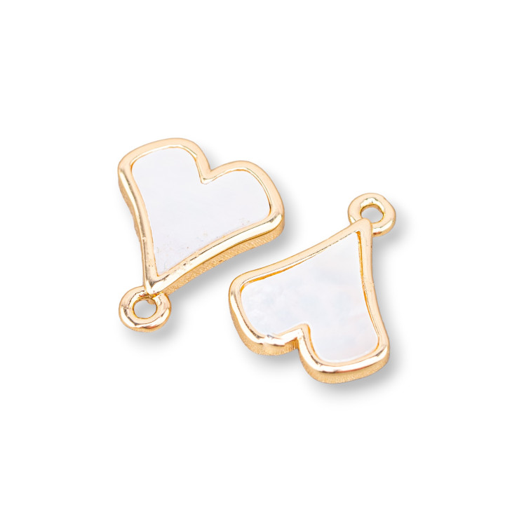 Pendentif Bronze Composant Avec Feuille De Nacre 11.5x11mm 10pcs Avec 1 Anneau