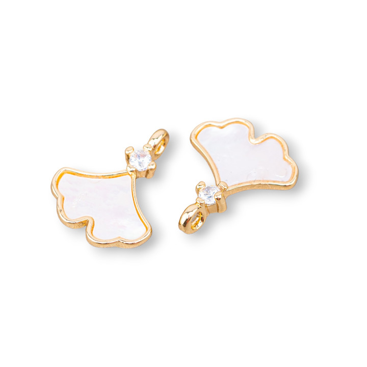 Χάλκινο Κρεμαστό Εξάρτημα Με Φύλλο Περλέ 11x13mm 11τμχ Με 1 Δαχτυλίδι