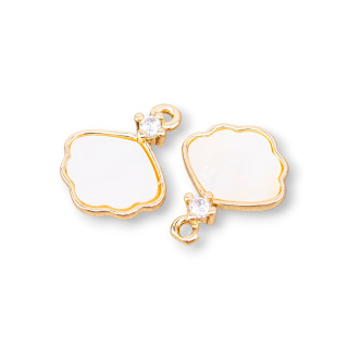 Pendentif Bronze Composant Nuage De Nacre 11x12mm 11pcs Avec 1 Anneau