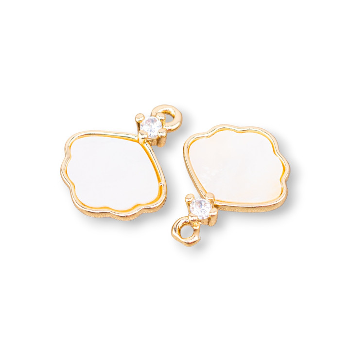 Pendentif Bronze Composant Nuage De Nacre 11x12mm 11pcs Avec 1 Anneau