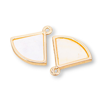 Χάλκινο Κρεμαστό Εξάρτημα Με Βεντάλια Mother of Pearl 15,5mm 10τμχ Με 1 Δαχτυλίδι