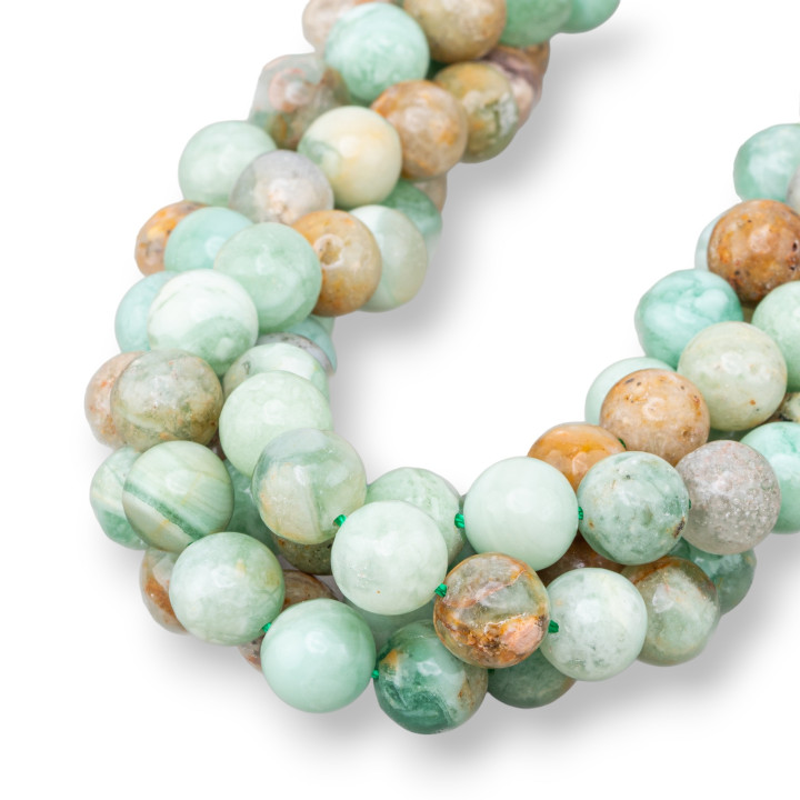 Roher grüner Chrysopras-Quarz, glatt, rund, 10 mm