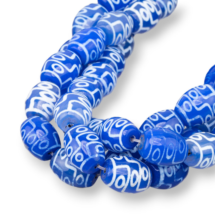 Tibetisches Achatfass 12x16mm Blauer Achat 3