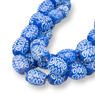 Barril de Ágata Tibetana 12x16mm Diadema de Ágata Azul