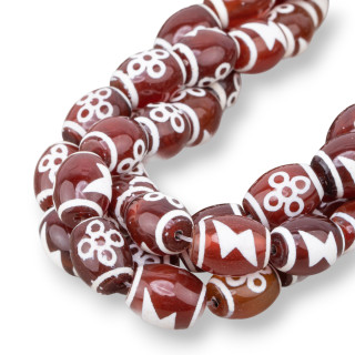 Βαρέλι Θιβετιανού Αχάτη 12x16mm Carnelian 1