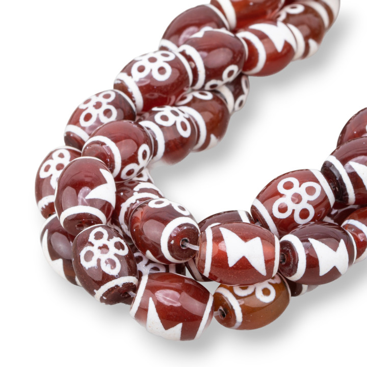 Tibetan Agate Barrel 12x16mm Carnelian 1