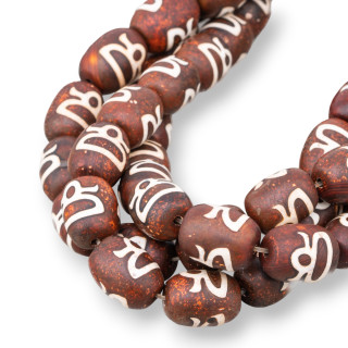 Tibetan Agate Barrel 12x16mm Brown Satin