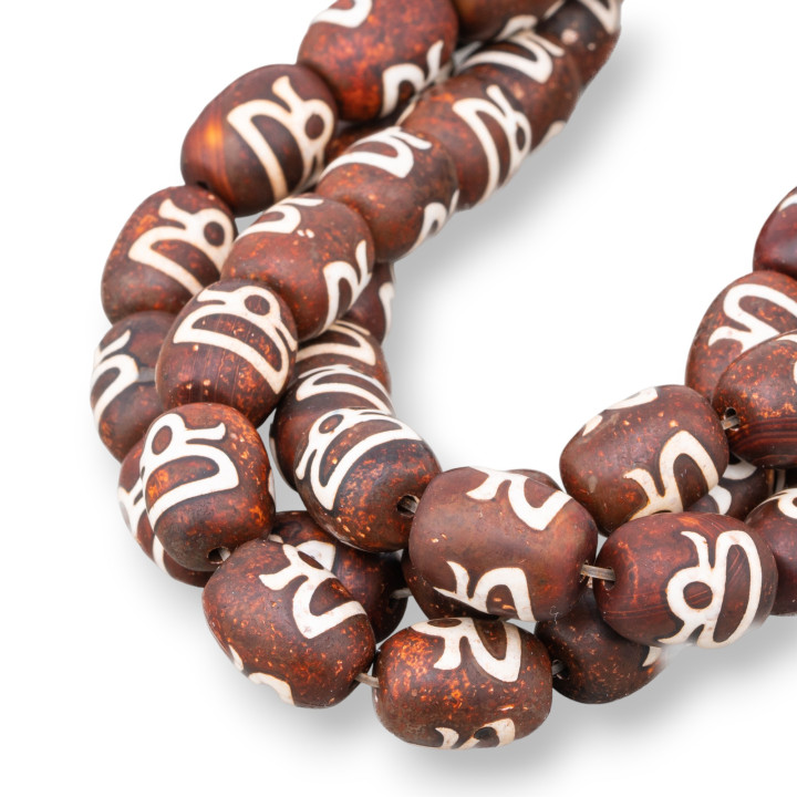 Agata Tibetana Barilotto 12x16mm Marrone Satin