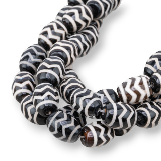 Baril d'Agate Tibétaine 12x16mm Noir 8