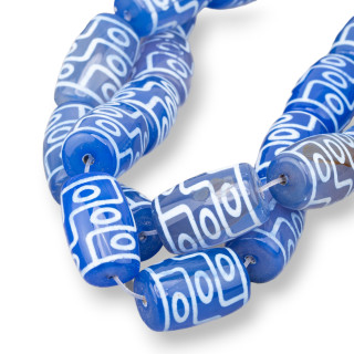 Tibetisches Achatfass 14x22mm 12 Stück Blau 2