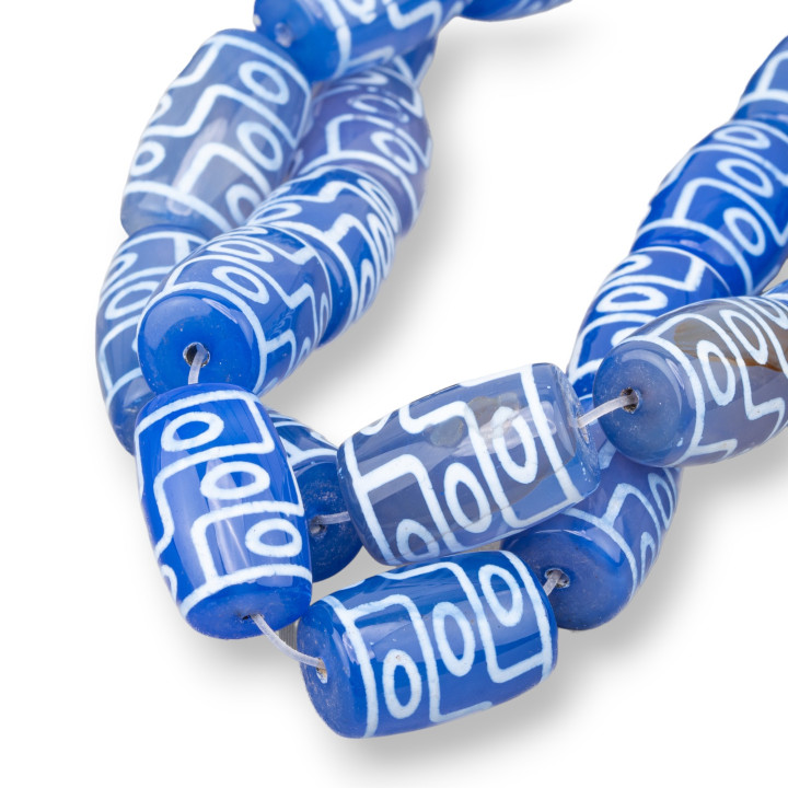 Agata Tibetana Barilotto 14x22mm 12pz Blu 2