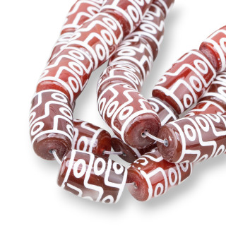 Agate Tibétaine Baril 14x22mm 12pcs Cornaline