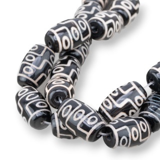 Agate Tibétaine Baril 14x22mm 12pcs Noir 2