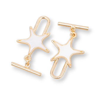 Fermoir à Barre en T en Bronze avec Étoile en Nacre 17mm 6pcs