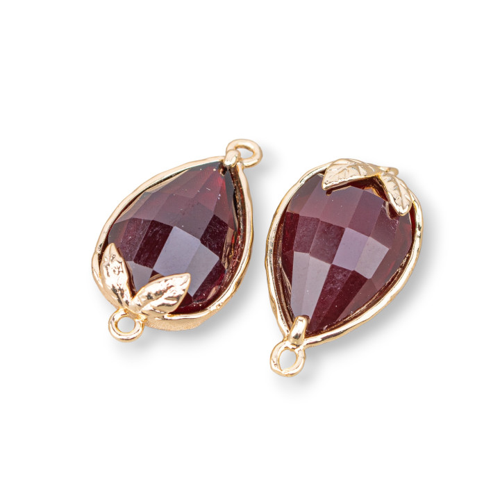 Bronze-Verbindungskomponente mit facettiertem Katzenauge, 11,5 x 15,5 mm, mit 2 Ringen, 10 Stück, tiefviolett