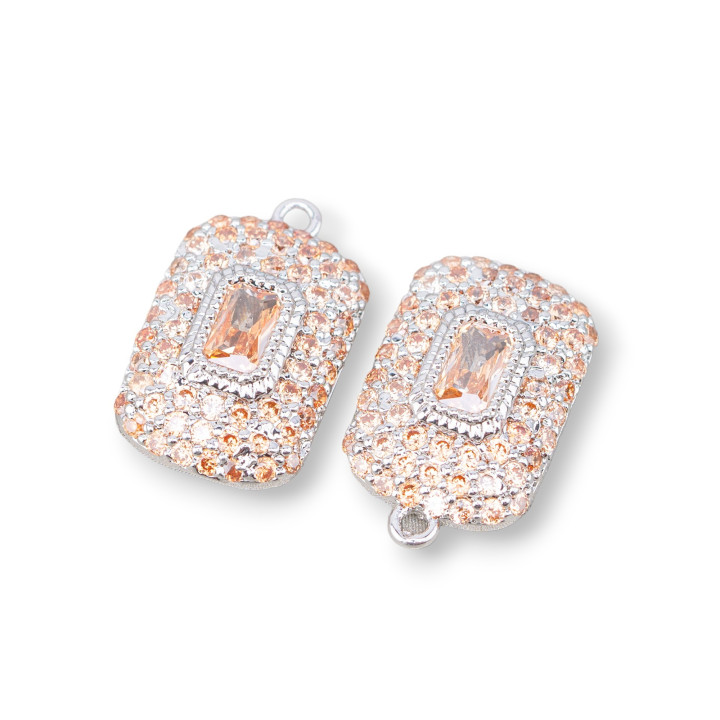 Composant Pendentif Bronze 10x16mm 6pcs Avec 1 Anneau Rhodié Champagne