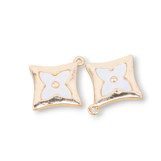 Bronze Pendant Component With Mother of Pearl Star 4 Points 19mm 9pcs With 1 Ring