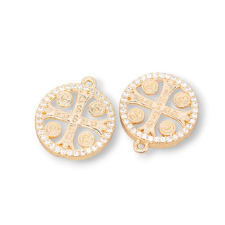 Bronze Pendant Component With Mother of Pearl Round 16mm 8pcs With 1 Ring