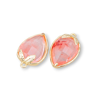 Bronze-Anhängerkomponente mit facettiertem Katzenauge 11,5 x 15,5 mm mit 1 Ring 10 Stück Kirsche