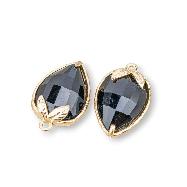 Bronze-Anhängerkomponente mit facettiertem Katzenauge 11,5 x 15,5 mm mit 1 Ring 10 Stück Schwarz