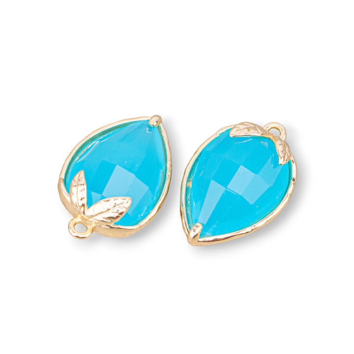 Bronze Pendant Component With Faceted Cat's Eye 11.5x15.5mm With 1 Ring 10pcs Turquoise